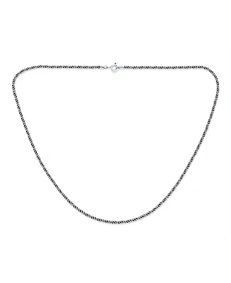 Bling Jewelry Bali Balinese Indonesian Black Oxidized .925 Sterling Silver Rope Twist Chain Necklace
