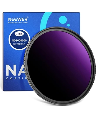 Neewer 77mm Nd1000000 Fixed Neutral Density Lens Filter, 20 Stops Ultra Dark ND Filter for Dslr Camera, Multi Resistant Coated Hd Optical Glass, Lens