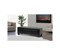 Baxton Studio Manchester Black Ottoman