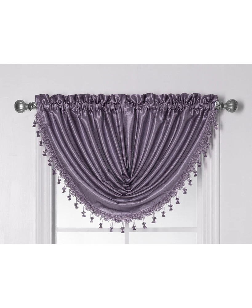 Kate Aurora 1 Piece Hyatt Rod Pocket Tasseled Lilac Crinkle Sheer Waterfall Window Valance