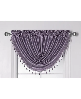Kate Aurora 1 Piece Hyatt Rod Pocket Tasseled Lilac Crinkle Sheer Waterfall Window Valance