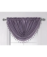 Kate Aurora 1 Piece Hyatt Rod Pocket Tasseled Lilac Crinkle Sheer Waterfall Window Valance