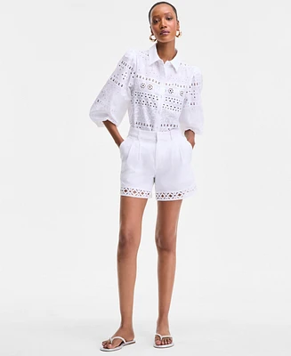 I.n.c. International Concepts Women's Crochet-Trim Shorts, Exclusively at Macy's