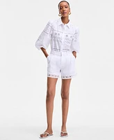I.n.c. International Concepts Women's Crochet-Trim Shorts, Exclusively at Macy's