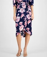 Connected Women's Floral-Print 3/4-Sleeve Midi Dress