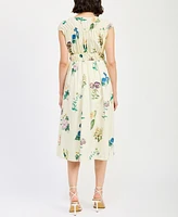 En Saison Women's Ashley Printed Cotton Midi Dress
