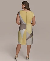 Donna Karan New York Plus Size Printed Shirred-Waist Sheath Dress