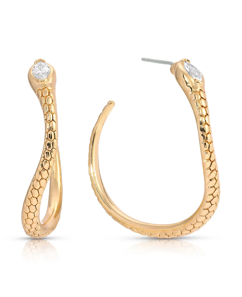 Ettika Serpentina Cubic Zirconia Hoop Earrings