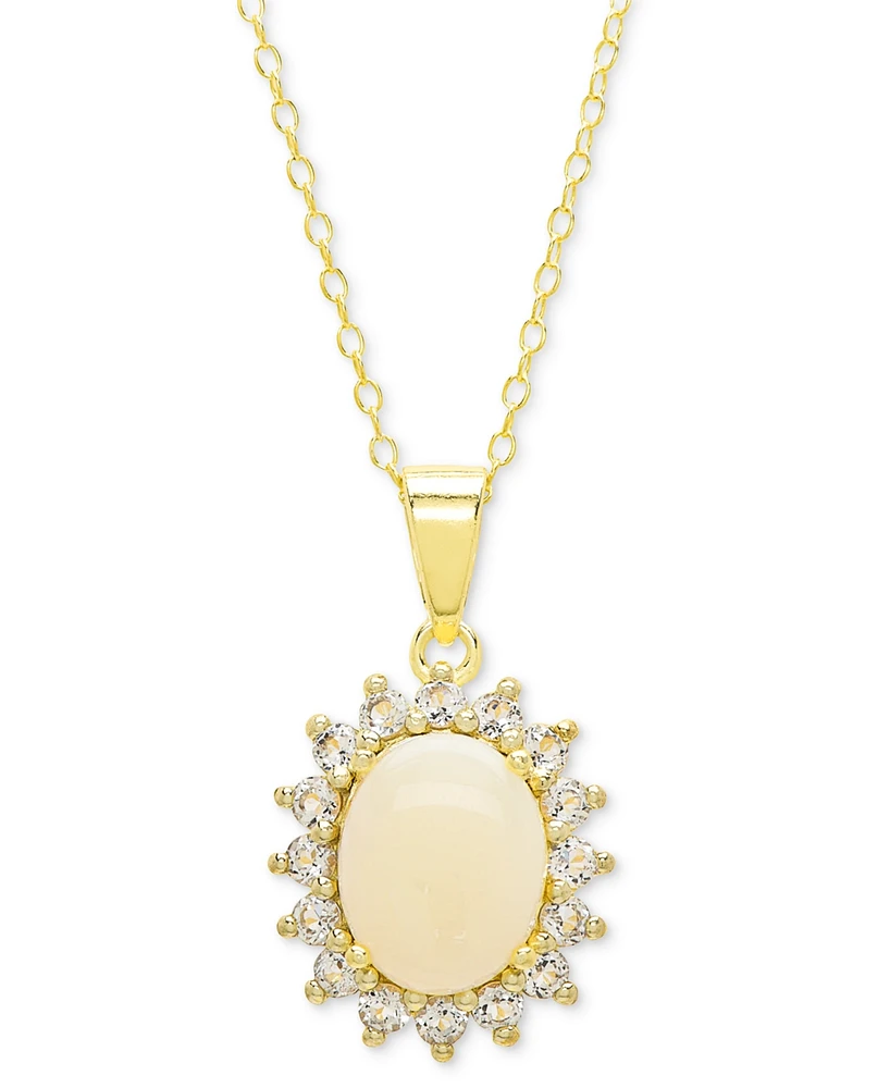 18" Opal (1-1/2 ct. t.w.) and White Topaz (5/8 ct. t.w.) Pendant Necklace in 18k Gold-Plated Sterling Silver