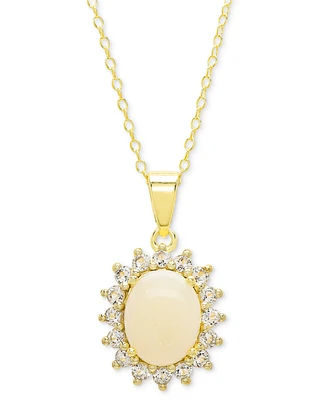 18" Opal (1-1/2 ct. t.w.) and White Topaz (5/8 ct. t.w.) Pendant Necklace in 18k Gold-Plated Sterling Silver