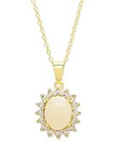 18" Opal (1-1/2 ct. t.w.) and White Topaz (5/8 ct. t.w.) Pendant Necklace in 18k Gold-Plated Sterling Silver
