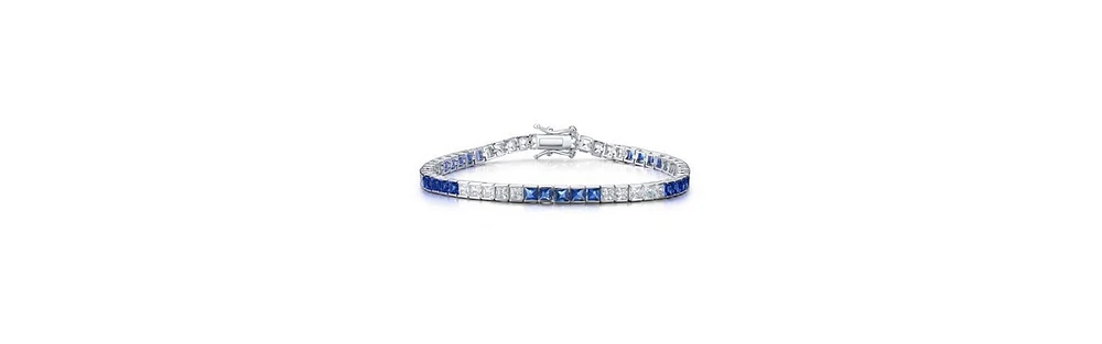 White Gold Plated with Colored Cubic Zirconia Tennis Bracelet