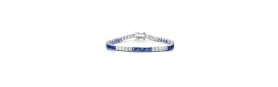 White Gold Plated with Colored Cubic Zirconia Tennis Bracelet