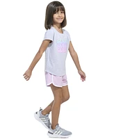 adidas Toddler and Little Girls 2-Piece Cap Sleeve Heather T-Shirt Woven Short Set