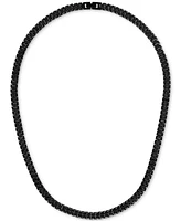 Esquire Men's Jewelry Cubic Zirconia Honeycomb Link 24" Necklace in Black Ip Stainless Steel, Exclusively at Macy's