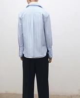 Mango Women's Regular Fit Striped Cotton Shirt