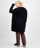 Id Ideology Plus Open-Front Long-Line Cardigan, Exclusively at Macy's