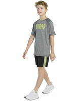 adidas Big Boys Raglan-Sleeve Graphic T-Shirt & 3-Stripe Shorts, 2 Piece Set