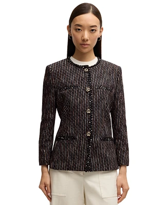 Boss by Hugo Women's Multicolored Boucle Slim-Fit Blazer
