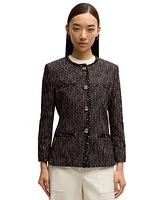 Boss by Hugo Women's Multicolored Boucle Slim-Fit Blazer