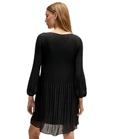 Boss by Hugo Women's Plisse Pleats Regular-Fit Crew-Neck Dress