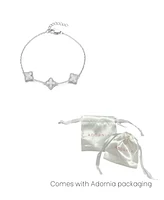 Adornia Silver White Mother of Pearl Flower Bracelet