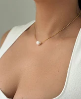 Adornia Tarnish Resistant Gold Freshwater Cultivated Pearl Chain Necklace