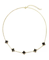 Adornia Gold Black Floral Station Necklace