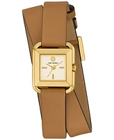 Tory Burch Women's The Kira Brown Leather Wrap Strap Watch 18mm
