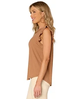 Democracy Petite Striped Flutter-Sleeve Top