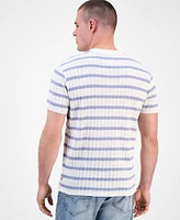 Guess Men's Elon Short Sleeve Textured Striped Crewneck T-Shirt