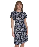 Tommy Hilfiger Women's Floral-Print Flutter-Sleeve Dress