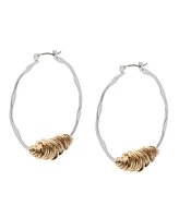 Robert Lee Morris Soho Two Tone Wire Wrapped Sculpted Hoop Earrings