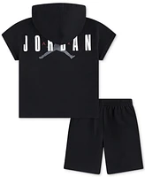 Jordan Little Boys Henley Hoodie & Shorts, 2 Piece Set