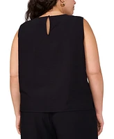 Vince Camuto Plus Embroidered Crewneck Sleeveless Top