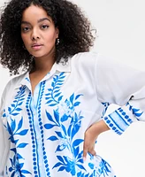 I.n.c. International Concepts Plus Floral-Print Blouse, Exclusively at Macy's