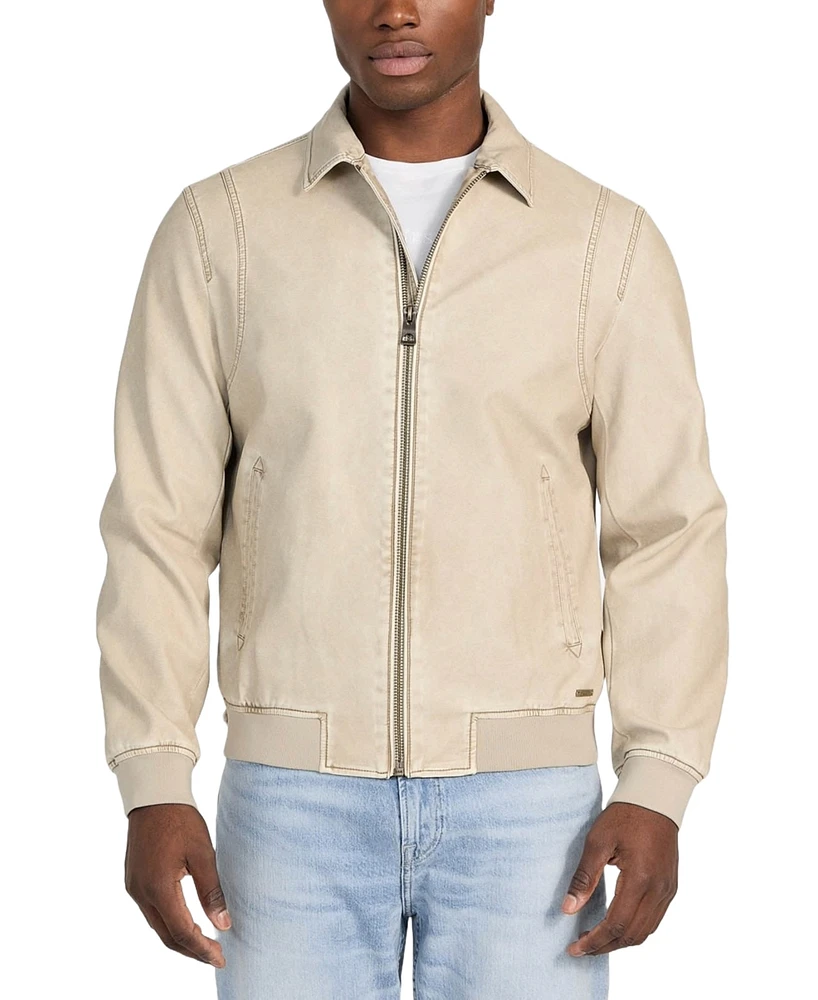 Guess Men's Aviator Relaxed-Fit Faux-Leather Bomber Jacket