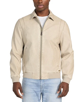 Guess Men's Aviator Relaxed-Fit Faux-Leather Bomber Jacket