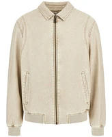 Guess Men's Aviator Relaxed-Fit Faux-Leather Bomber Jacket