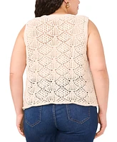 Vince Camuto Plus Pointelle Sleeveless Crewneck Tank