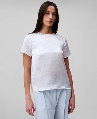 Calvin Klein Women's Printed Crushed Satin Top