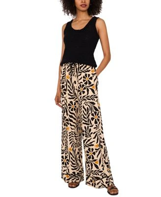 1.State Womens Roll Neck Tank Top Floral Print Drawstring Waist Wide Leg Pants