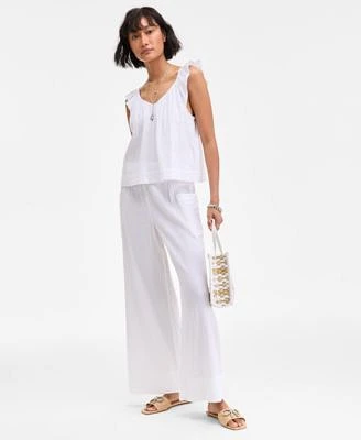 On 34th Womens Cotton Gauze Flutter Sleeve Top Wide Leg Pants Exclusively At Macys