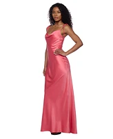 Alex & Sophia Juniors' Cowlneck Shoulder-Tie Gown