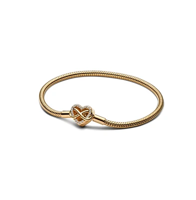 Pandora 14K Gold-Plated Sparkling Infinity Heart Clasp Snake Chain Bracelet