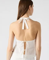 Steve Madden Women's Crissy Eyelet Patchwork Halter Top