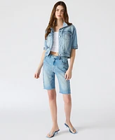Steve Madden Women's Blu Elbow-Sleeve Denim Trucker Jacket