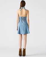 Steve Madden Women's Malia Stretch Denim Halterneck Dress