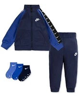 Nike Baby Boys 2 Piece Zip Up Tricot Tracksuit 3 Pack Gripper Ankle Socks