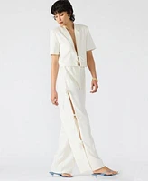 Steve Madden Womens Fia Short Sleeve Blazer Fia Side Tie Wide Leg Pants
